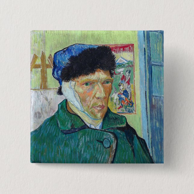 Vincent van Gogh - Selbstporträt mit bandagiertem  Button (Vorderseite)