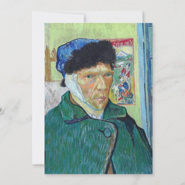 Vincent van Gogh - Selbstporträt mit bandagiertem  Dankeskarte (Vorderseite)