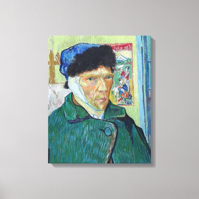 Vincent van Gogh - Selbstporträt mit bandagiertem  Leinwanddruck (Vorderseite)