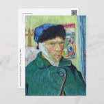 Vincent van Gogh - Selbstporträt mit bandagiertem  Postkarte<br><div class="desc">Selbstportrait mit Bandohr - Vincent van Gogh,  1889</div>
