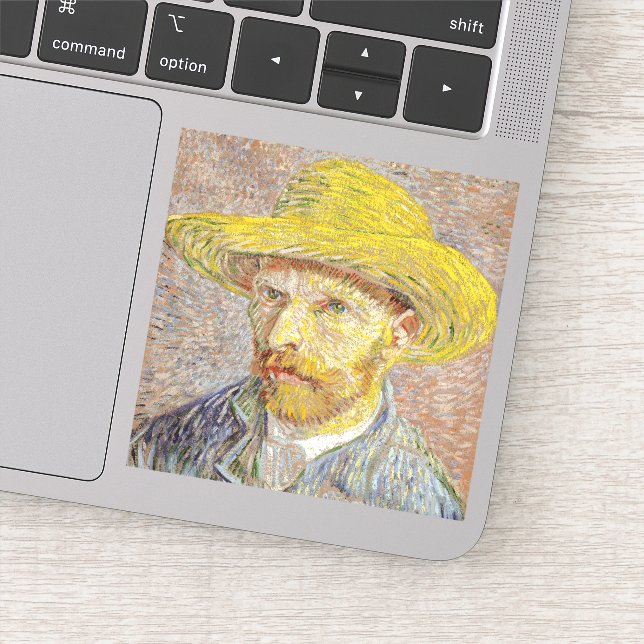 Vincent van Gogh - Selbstporträt mit Strohhut Aufkleber (Detail)