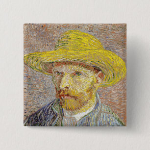 Vincent van Gogh - Selbstporträt mit Strohhut Button
