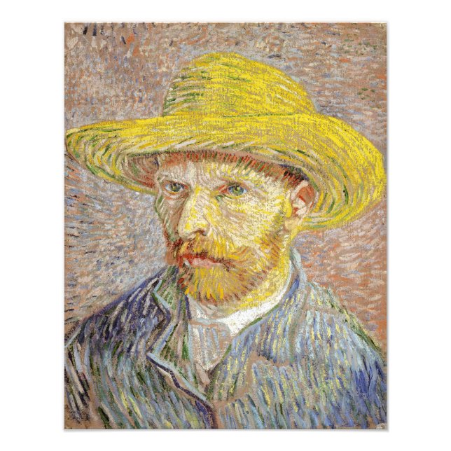 Vincent van Gogh - Selbstporträt mit Strohhut Fotodruck (Vorne)