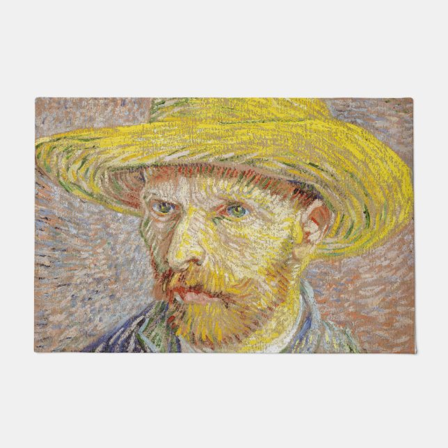 Vincent van Gogh - Selbstporträt mit Strohhut Fußmatte (Vorderseite)