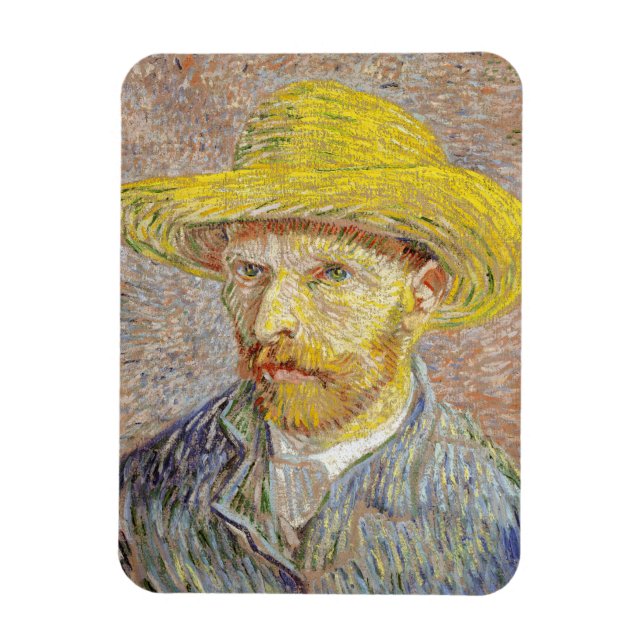 Vincent van Gogh - Selbstporträt mit Strohhut Magnet (Vertikal)