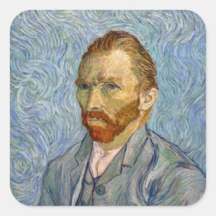 Vincent Van Gogh - Selbstporträt Quadratischer Aufkleber
