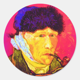 Vincent Van Gogh - Selbstporträt Verband Pop Art Runder Aufkleber