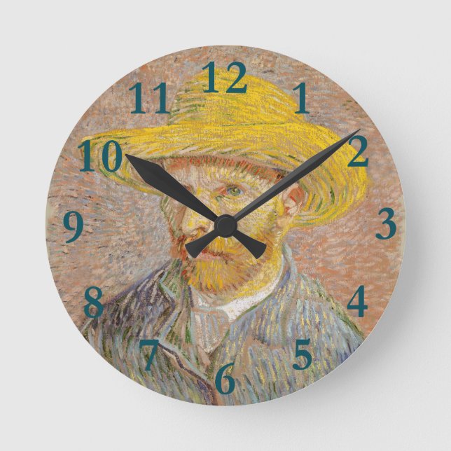 Vincent Van Gogh Self Portrait impressionistisch F Runde Wanduhr (Vorderseite)