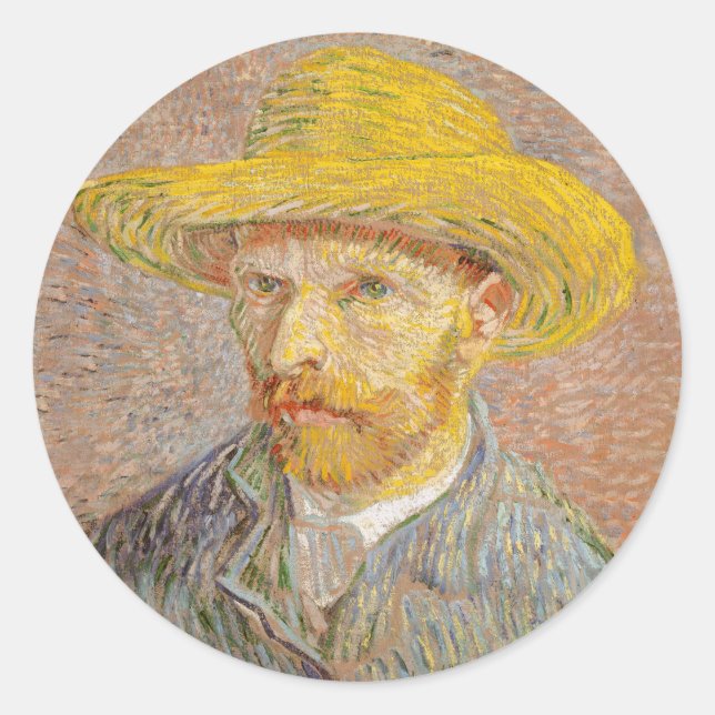Vincent Van Gogh Self Portrait impressionistisch F Runder Aufkleber (Vorderseite)