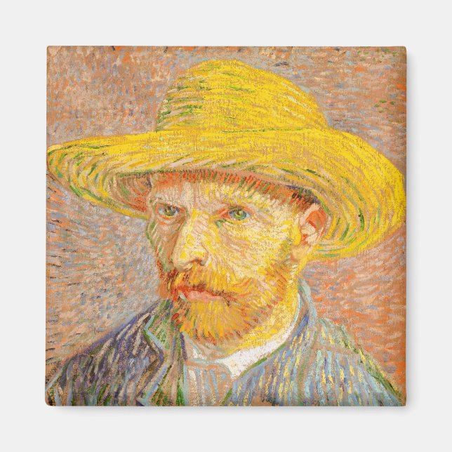 Vincent Van Gogh Self Portrait mit Straw Hat Art Magnet (Vorne)