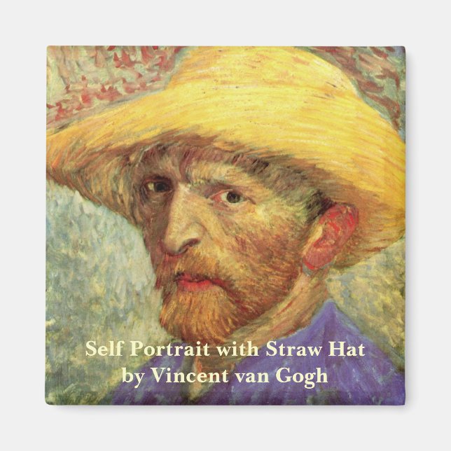 Vincent van Gogh Self Portrait mit Strohhut Magnet (Vorne)