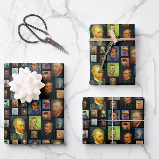 Vincent van Gogh Selfy Collage Geschenk Geschenkpapier Set (Vorderseite)