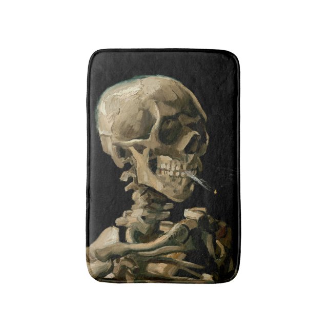 Vincent van Gogh - Skull mit brennender Zigarette Badematte (Vorderseite Vertikal)