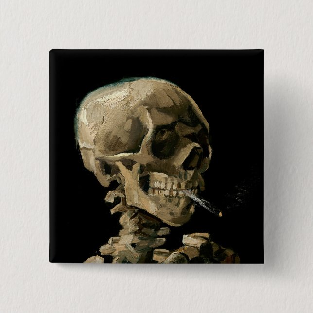 Vincent van Gogh - Skull mit brennender Zigarette Button (Vorderseite)