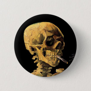 Vincent Van Gogh - Skull mit brennender Zigarette Button