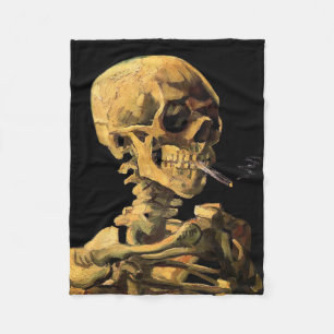 Vincent Van Gogh - Skull mit brennender Zigarette Fleecedecke