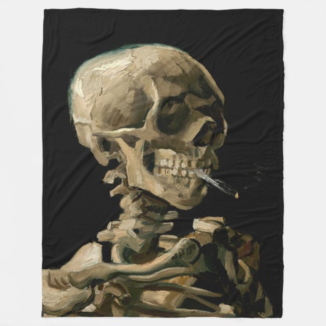 Vincent van Gogh - Skull mit brennender Zigarette Fleecedecke (Vorderseite)
