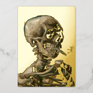 Vincent van Gogh - Skull mit brennender Zigarette Folien Feiertagskarte