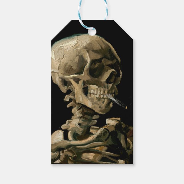 Vincent van Gogh - Skull mit brennender Zigarette Geschenkanhänger (Vorderseite)