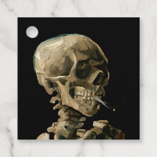 Vincent van Gogh - Skull mit brennender Zigarette Geschenkanhänger (Vorderseite)