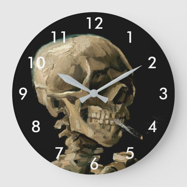 Vincent van Gogh - Skull mit brennender Zigarette Große Wanduhr (Vorderseite)