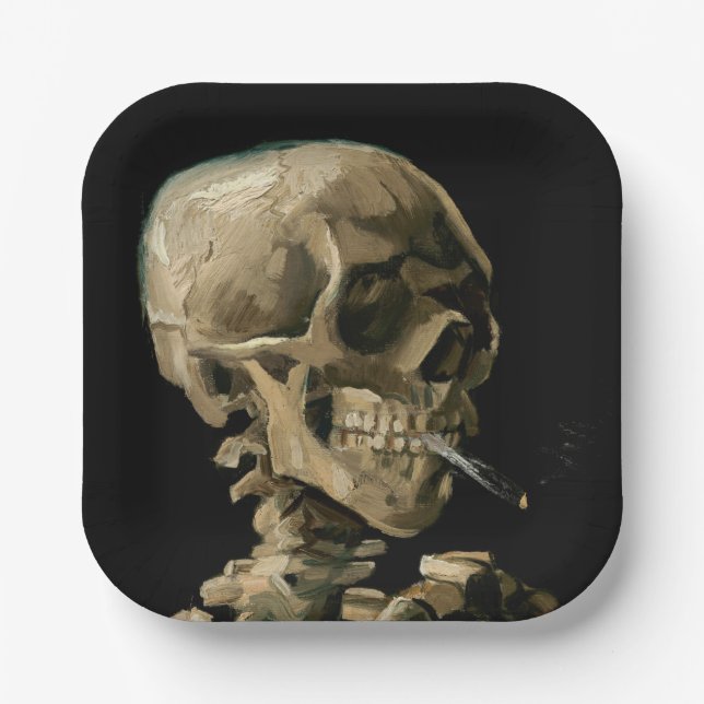 Vincent van Gogh - Skull mit brennender Zigarette Pappteller (Vorderseite)