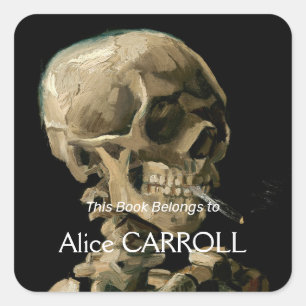 Vincent van Gogh - Skull mit brennender Zigarette Quadratischer Aufkleber