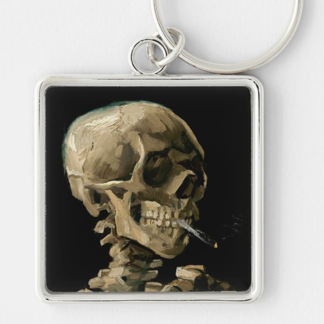Vincent van Gogh - Skull mit brennender Zigarette Schlüsselanhänger (Vorne)
