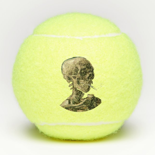 Vincent van Gogh - Skull mit brennender Zigarette Tennisbälle (Vorderseite)
