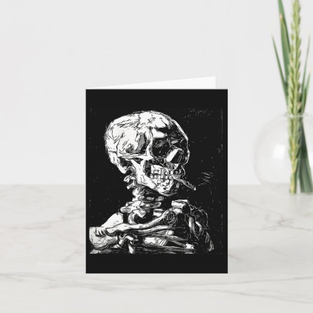Vincent Van Gogh Skull mit Zigarette Skeleton Hal Karte (Vorderseite)