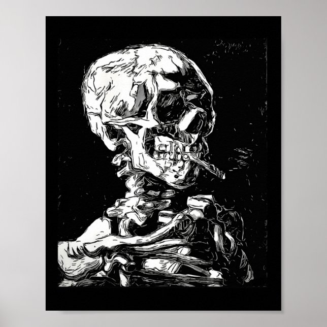 Vincent Van Gogh Skull mit Zigarette Skeleton Hal Poster (Vorne)