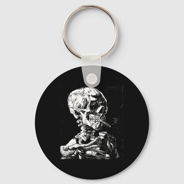 Vincent Van Gogh Skull mit Zigarette Skeleton Hal Schlüsselanhänger (Vorderseite)