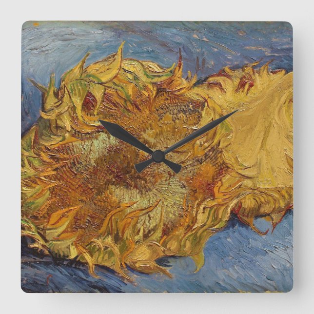 Vincent van Gogh | Sonnenblumen, 1887 Quadratische Wanduhr (Vorderseite)