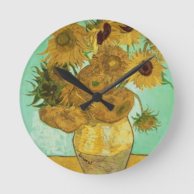 Vincent van Gogh | Sonnenblumen, 1888 Runde Wanduhr (Vorderseite)