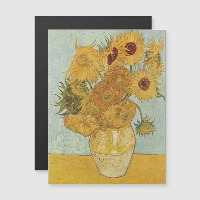 Vincent Van Gogh - Sonnenblumen, dritte Version Magneteinladung (Vorne/Hinten)