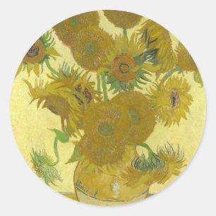 Vincent Van Gogh - Sonnenblumen - Klassische Maler Runder Aufkleber