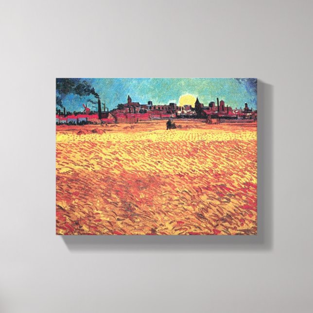 Vincent Van Gogh - Sonnenuntergang auf Weizenfelde Leinwanddruck (Vorderseite)