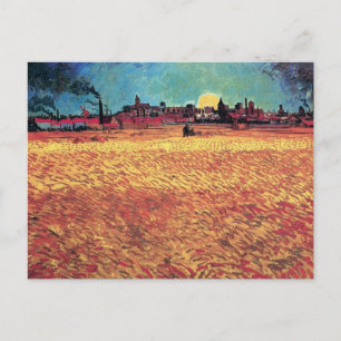 Vincent Van Gogh - Sonnenuntergang auf Weizenfelde Postkarte