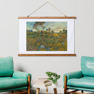 Vincent Van Gogh, Sonnenuntergang in Montmajour Wandteppich Mit Holzrahmen