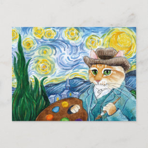 Vincent Van Gogh Starry Carte postale pour chat de