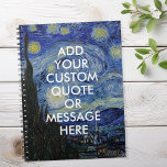 Vincent Van Gogh Starry Night Custom Quote Notizblock<br><div class="desc">Vincent Van Gogh Starry Night Custom Notebook</div>