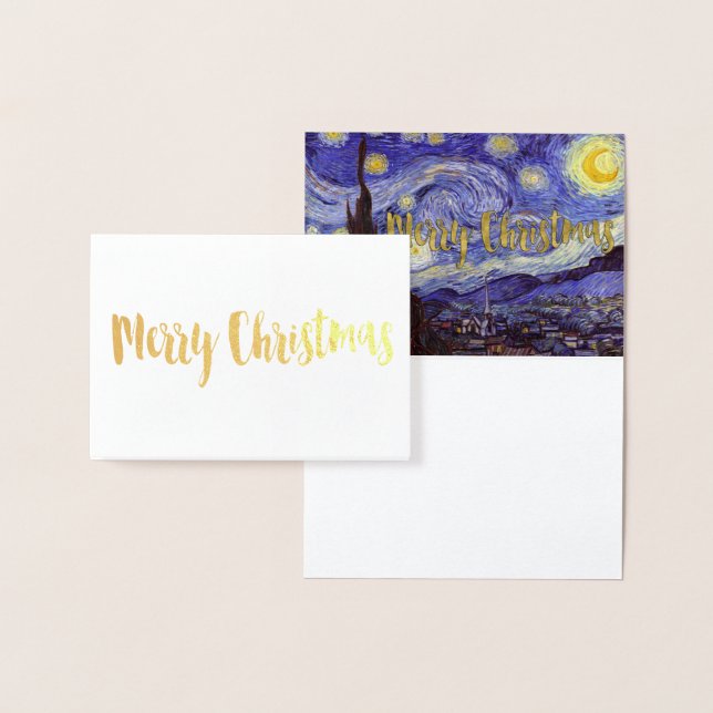 Vincent Van Gogh Starry Night Frohe Weihnachten Go Folienkarte (Anzeige)