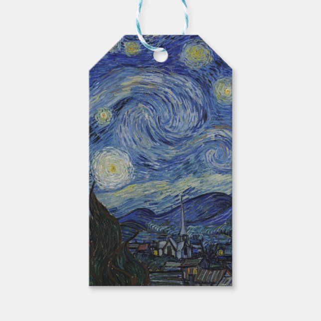 Vincent Van Gogh - Starry Night. Kunstmalerei Geschenkanhänger (Vorderseite)