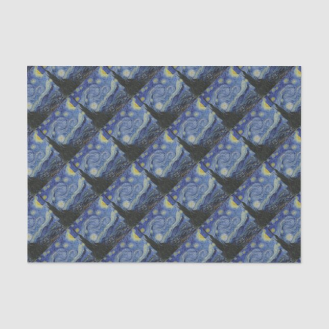 Vincent Van Gogh - Starry Night. Malerei Seidenpapier (Vorderseite)