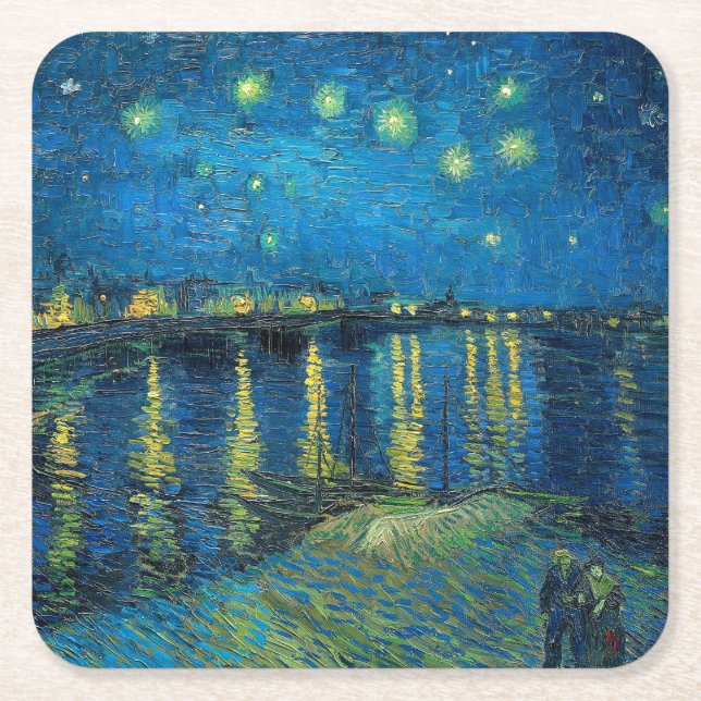 Vincent Van Gogh Starry Night Over the Rhone Rechteckiger Pappuntersetzer (Vorderseite)