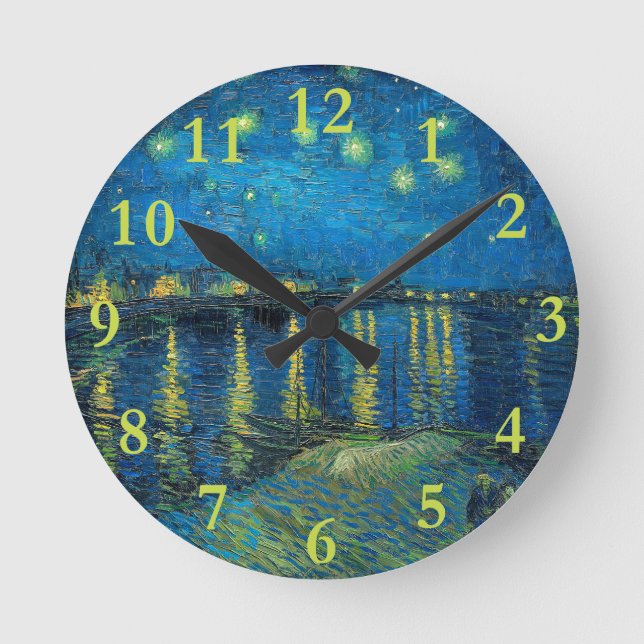 Vincent Van Gogh Starry Night Over the Rhone Runde Wanduhr (Vorderseite)