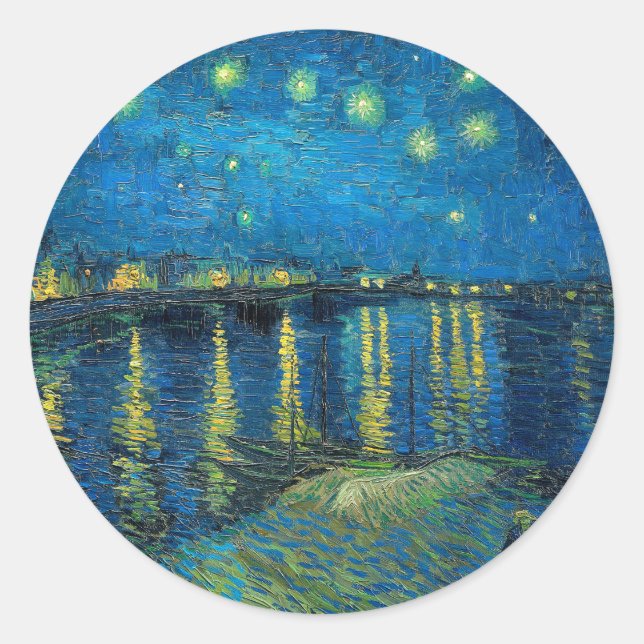 Vincent Van Gogh Starry Night Over the Rhone Runder Aufkleber (Vorderseite)