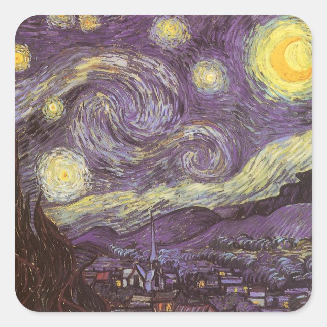 Vincent van Gogh - Starry Night Quadratischer Aufkleber (Vorderseite)