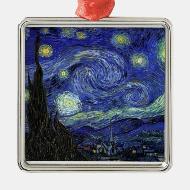 Vincent van Gogh, Starry Night Silbernes Ornament (Vorne)