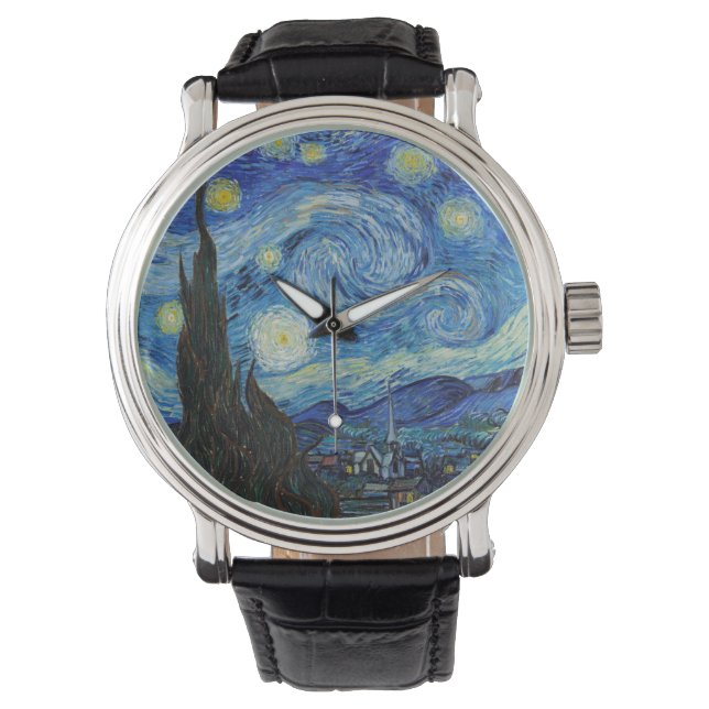 Vincent Van Gogh Starry Night Vintag Kunstkunst Armbanduhr (Vorderseite)